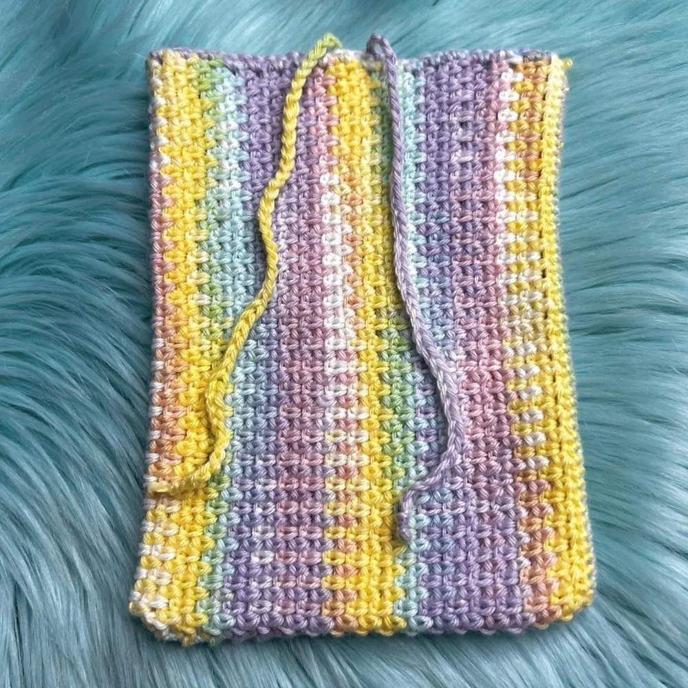 Handmade Pastel Book Pouch Sleeve Soft Texture Crochet PinkRainCloud